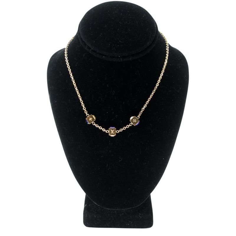 Louis Vuitton Lv Monogram Gold The Gamble Crystal Necklace LV-0814N-0004 - Image 9