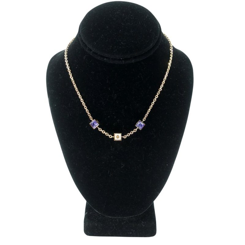 Louis Vuitton Lv Monogram Gold The Gamble Crystal Necklace LV-0814N-0004