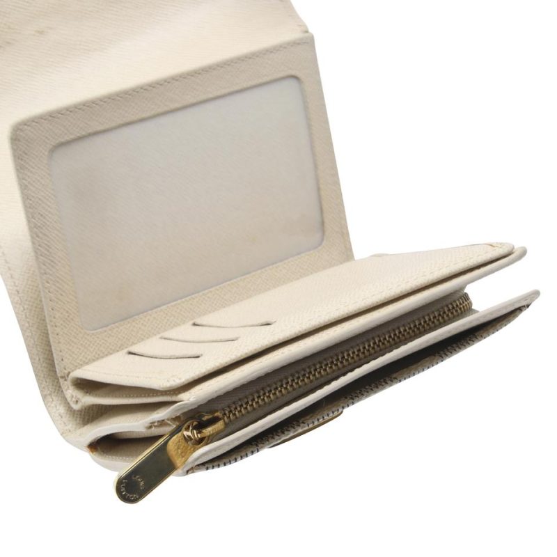 Louis Vuitton White Koala Damier Azur Coated Canvas French Compact Push-lock Wallet - Image 9