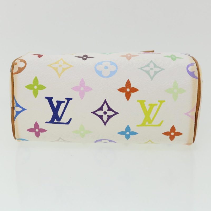 LOUIS VUITTON Monogram Multicolor Mini Speedy Hand Bag White M92645 Auth am648g - Image 4