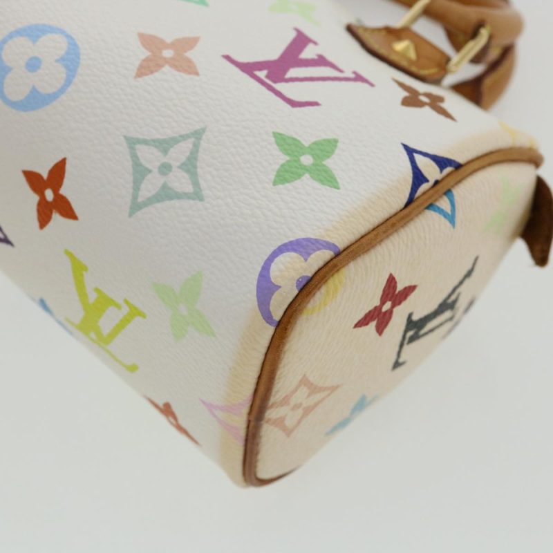 LOUIS VUITTON Monogram Multicolor Mini Speedy Hand Bag White M92645 Auth am648g - Image 8